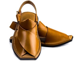 ハンドメイド レザー Peshawari Chappal - カスタマイズされたメンズ ヘリテージ サンダル