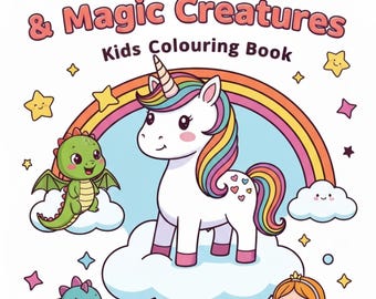 Libro para colorear de unicornios para niños / Criaturas fantásticas, 20 páginas imprimibles (descarga digital)