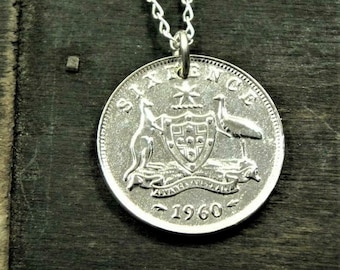 Australian Silver Sixpence Coin Necklace + 60cm Sterling Chain - Various Years