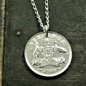 Australian Silver Sixpence Coin Necklace + 60cm Sterling Chain - Various Years