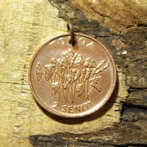 Taro Plant Coin Pendant - Tonga - 1990 - Copper Charm P590