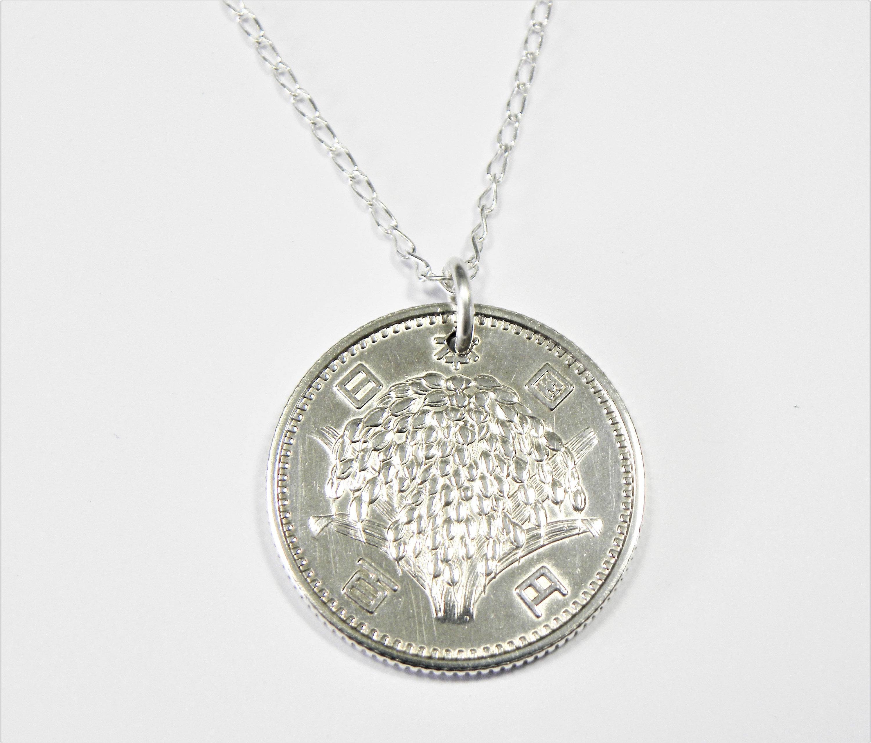 Vintage Japanese Silver Coin Necklace 