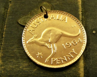 Australian Kangaroo Penny Coin Pendant - Australia/ Charm - Various Years