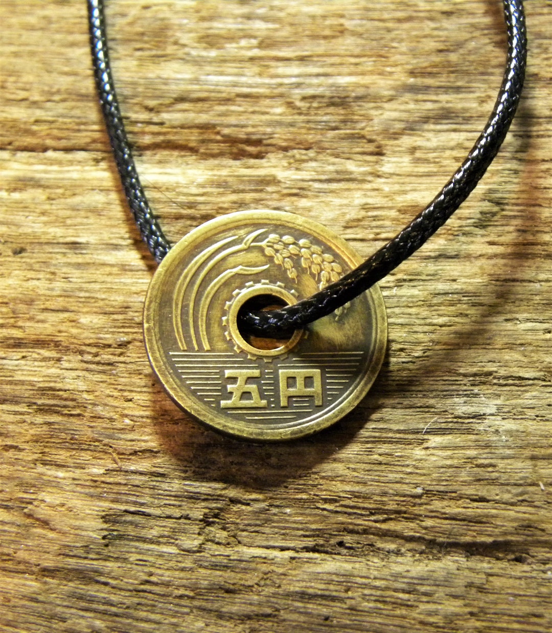 Japan Yen Yen Coin Necklace Yen Coin Japanese Five Yen Stock Image Image Of