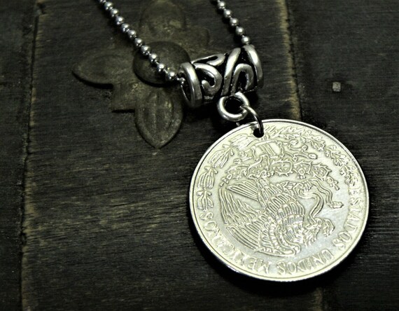 Mexican coin necklace sale