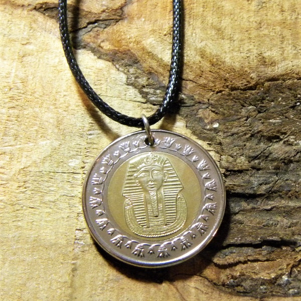 Tutankhamun Coin Necklace - Egypt - Boy Kind - Pharao - Bi-Metallic - Egyptian #N21