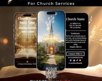 Animated Musical Church Invitation | Story‑Driven Worship Video | Editable Church Info | Canva Template + Music