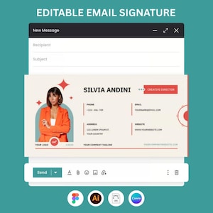 Editable Email Signature Template: Canva, Adobe, Professional Design (Digital Download