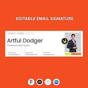 Professional Email Signature Template: Customizable Canva Design (Digital Download)