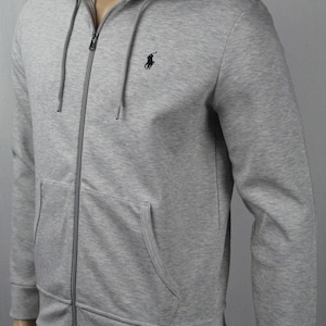 Men's Double Knit Full-Zip Hoodie with Adjustable Hood and Pockets