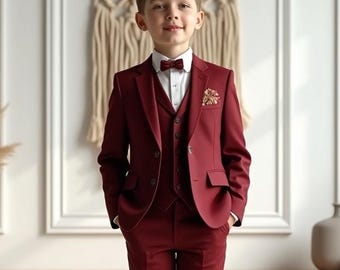 子供用ブラウンスーツ - ブラウンタキシードスーツ - エレガント