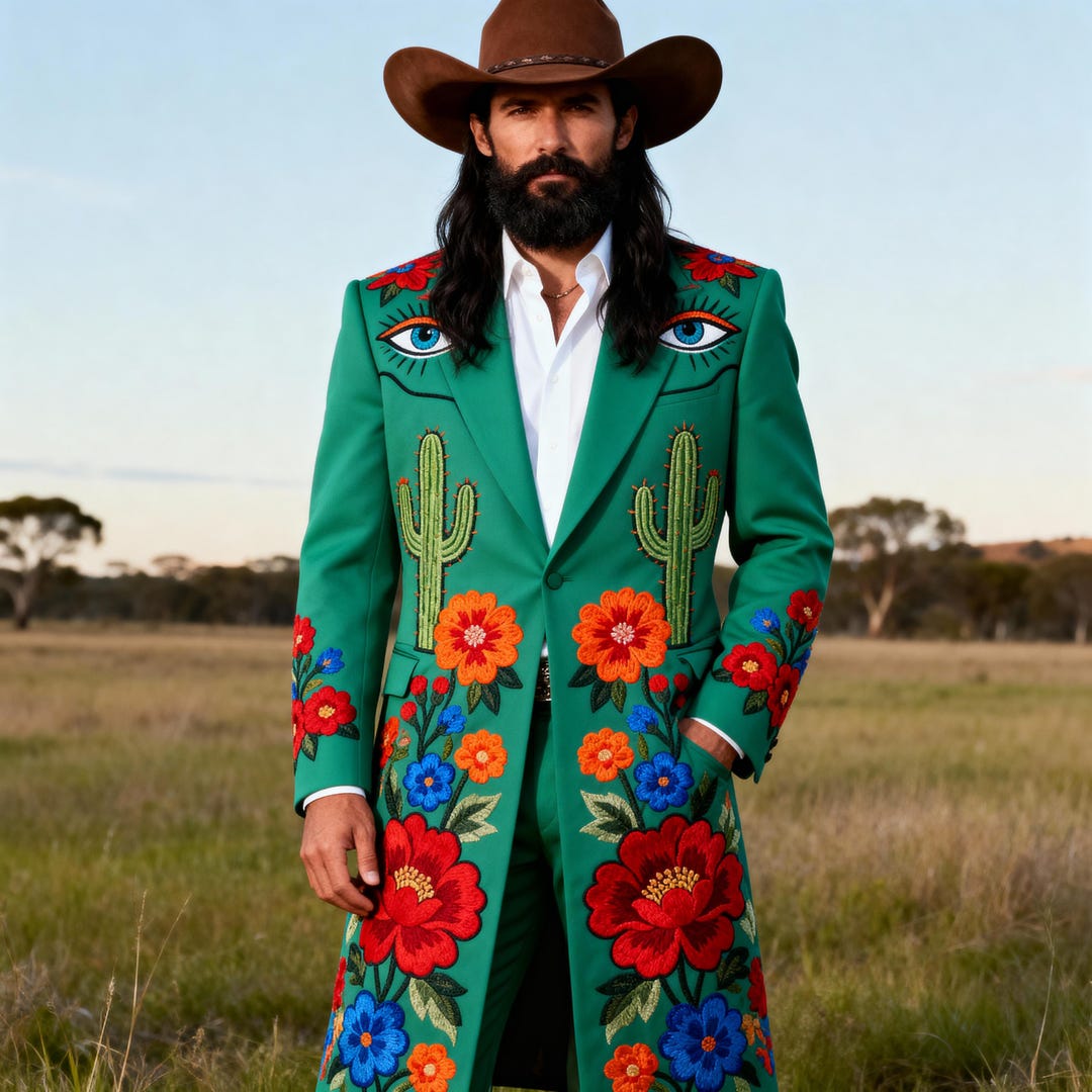 Green Embroidered Charro Suit - Mariachi Cowboy Outfit With All-seeing ...