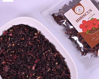 Biologische hibiscusthee | Gedroogde hibiscusbloemen | Cafeïnevrije kruidenthee | Losbladig | Wellness-detoxdrank | Natuurlijke hibiscus| Droge bloem