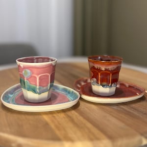 Handmade Ceramic Espresso Cup and Saucer Set – 100 ml