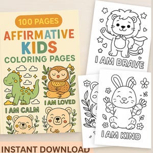 Animal Affirmations Coloring Book: 100-Page Positive Activity (Instant PDF Download)