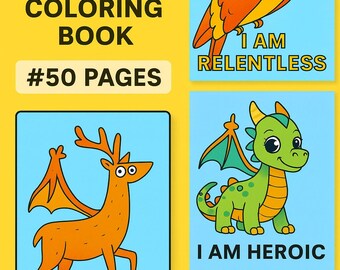 Growth Mindset Coloring Book: 50 Animal Affirmation Pages (Digital Download)