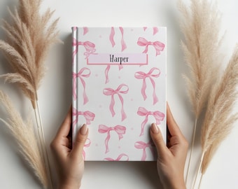 Personalized Pink Bow Hardcover Journal | Gift for Girls