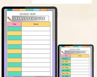 Ausfüllbarer Stundenplan Printable | 2-Seiten Bündel | Vorgefüllter & leerer bearbeitbarer Stundenplan | Unlimitierter Schulplaner PDF