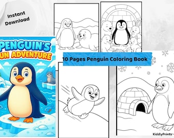 Pinguin Malbuch: Arktische Tiere - Winteraktivität (10 Seiten PDF Download)
