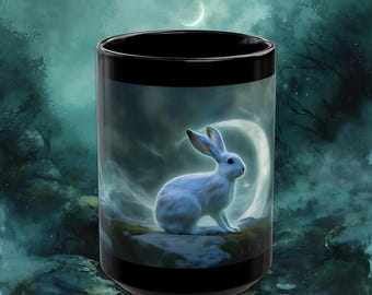 Moonlit Hare Gothic Mug: Witchcraft Animal Totem, Lunar Ritual Decor