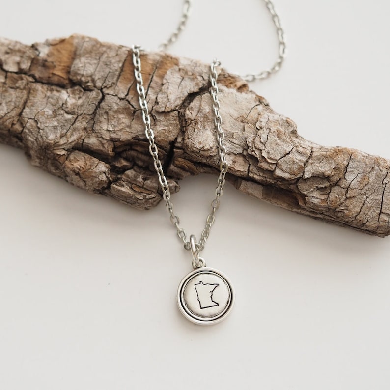 Minnesota Stamped Minnesota Necklace Minnesota Jewelry Etsy