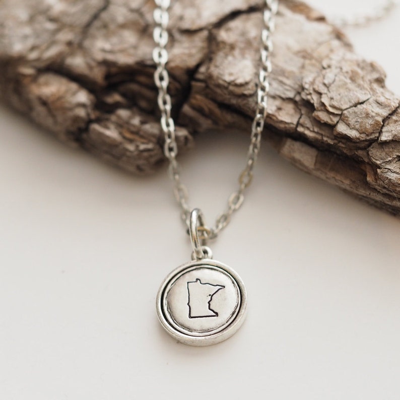 Minnesota Stamped Minnesota Necklace Minnesota Jewelry Etsy