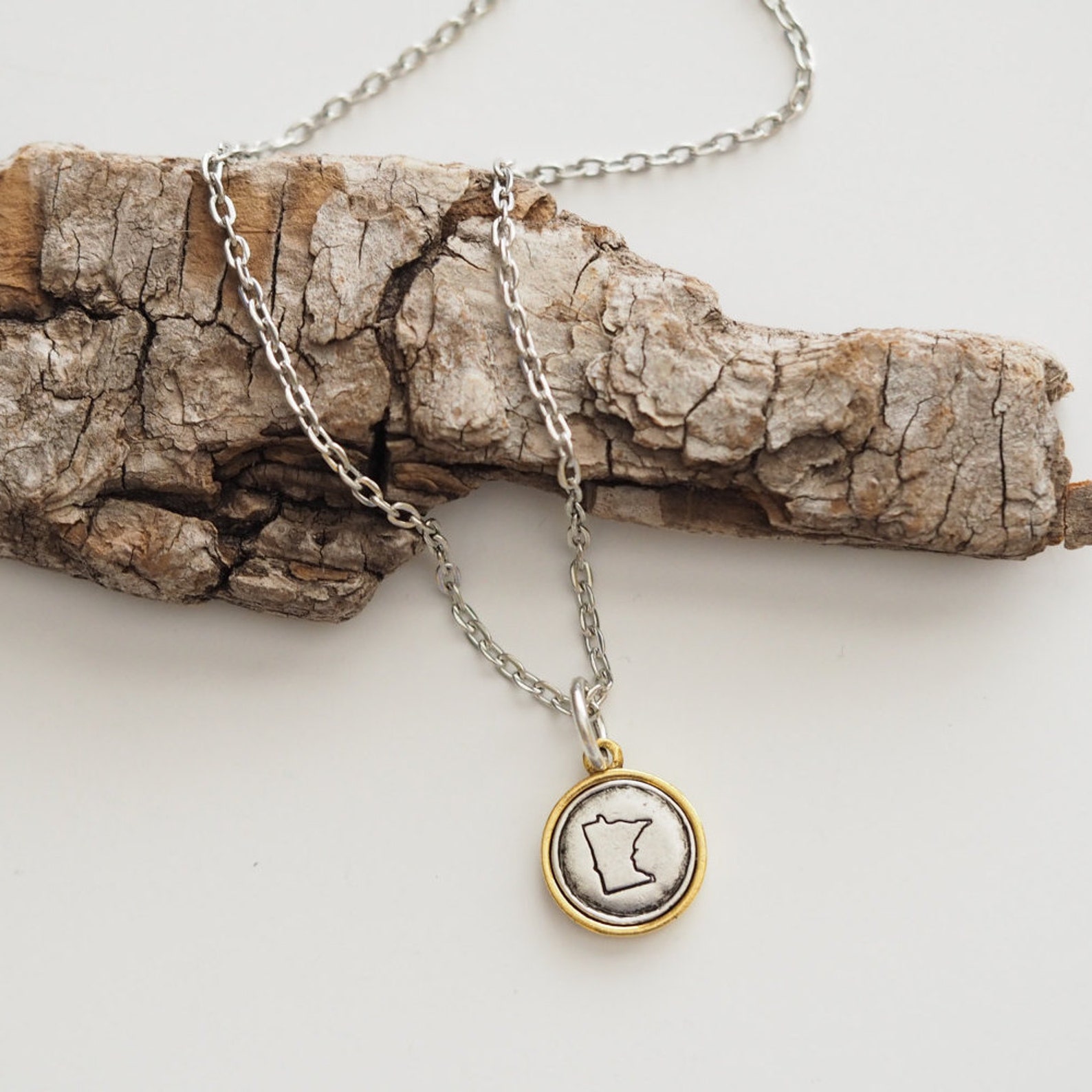 Minnesota Stamped Minnesota Necklace Minnesota Jewelry Etsy