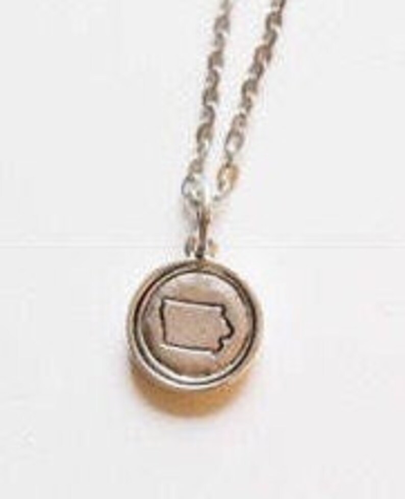 Iowa Stamped Iowa Necklace Iowa Jewelry State Jewelry Iowa Etsy
