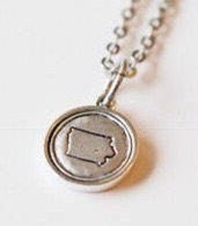 Iowa Stamped Iowa Necklace Iowa Jewelry State Jewelry Iowa Etsy