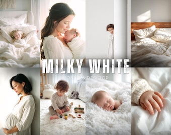 10 MILKY WHITE presets, newborn preset, mama blogger Instagram licht luchtige preset, minimale baby presets, heldere schone presets, moeder presets