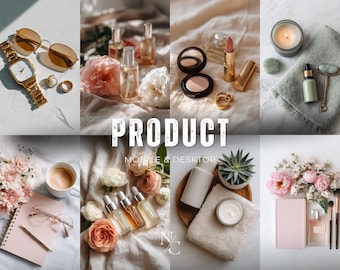 10 ajustes preestablecidos de producto, ajustes preestablecidos de Lightroom limpios, edición brillante para vendedores de Etsy, dispositivos móviles y computadoras de escritorio, ajustes preestablecidos estéticos para tiendas en línea de Instagram