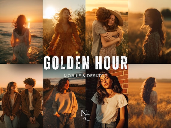 20 Golden Hour Lightroom Presets, Mobile & Desktop Preset, Warm, Rustic, Sunshine Photo Filters