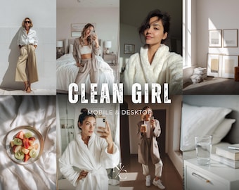 10 CLEAN GIRL Presets, Aesthetic Preset, Bright Light Filter, Popular Natural Look Preset, Mobile and Desktop Presets