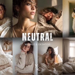 10 Neutral Presets, Beige Instagram Filters for Bloggers, Aesthetic Presets, Photo Editing, Light Cream Lifestyle Presets, Muted Presets