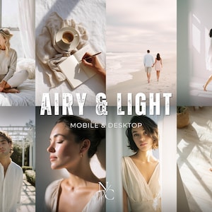 10 AIRY LIGHT PRESETS, Mobile and Desktop Presets, Bright Preset, Instagram Filter, White Light Airy, Desktop preset, Blogger Indoor Home