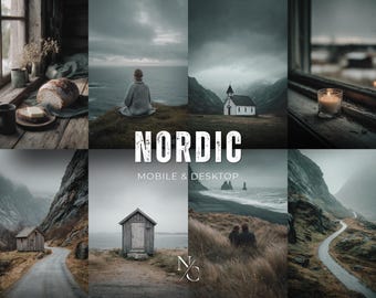 10 NORDIC Lightroom Presets, Moody, Nature, Outdoor, Travel, Landscape, Desktop And Mobile, Wanderlust, Aesthetic Filter