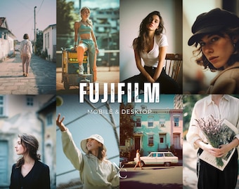 10 RETRO Film Lightroom Presets: Vintage Grain Fuji Filter (Digitaler Download)