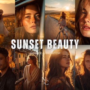 Sunset Beauty Lightroom Presets: Golden Hour Photography Filters (Digital Download