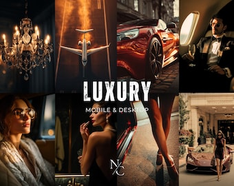 10 LUXURY Presets, Travel Presets, Dark Presets, Moody Presets, Warm Filters, Moody Golden Presets, Noir Desktop & Mobile Lightroom Presets
