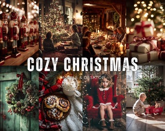 10 COZY CHRISTMAS Presets, Warm Winter Holiday Desktop Presets, Festive Golden Xmas Photo Filter, Cozy Filter, Holiday Lightroom Presets