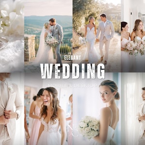 10 WEDDING Lightroom Presets, Mobile Desktop Preset, Bright Elegant Wedding Presets, Couple Preset, Light airy Preset, Wedding Filter