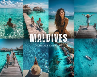 10 Maldives Lightroom Presets: Mobile & Desktop, Travel Photo Editing (Digital Download)