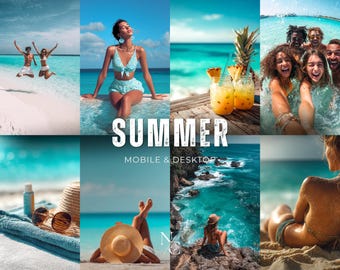 10 SUMMER Presets, Travel Lightroom Filters, Beach Warm Aesthetic presets, Vacation Photography Film, Desktop and Mobile seasonal presets