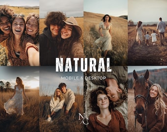 10 ajustes preestablecidos NATURALES, Ajustes preestablecidos para exteriores, Ajuste preestablecido cremoso, Ajuste preestablecido bohemio, Ajustes preestablecidos de escritorio luminosos y aireados, Ajuste preestablecido de luz cálida, Ajuste preestablecido de escritorio y móvil
