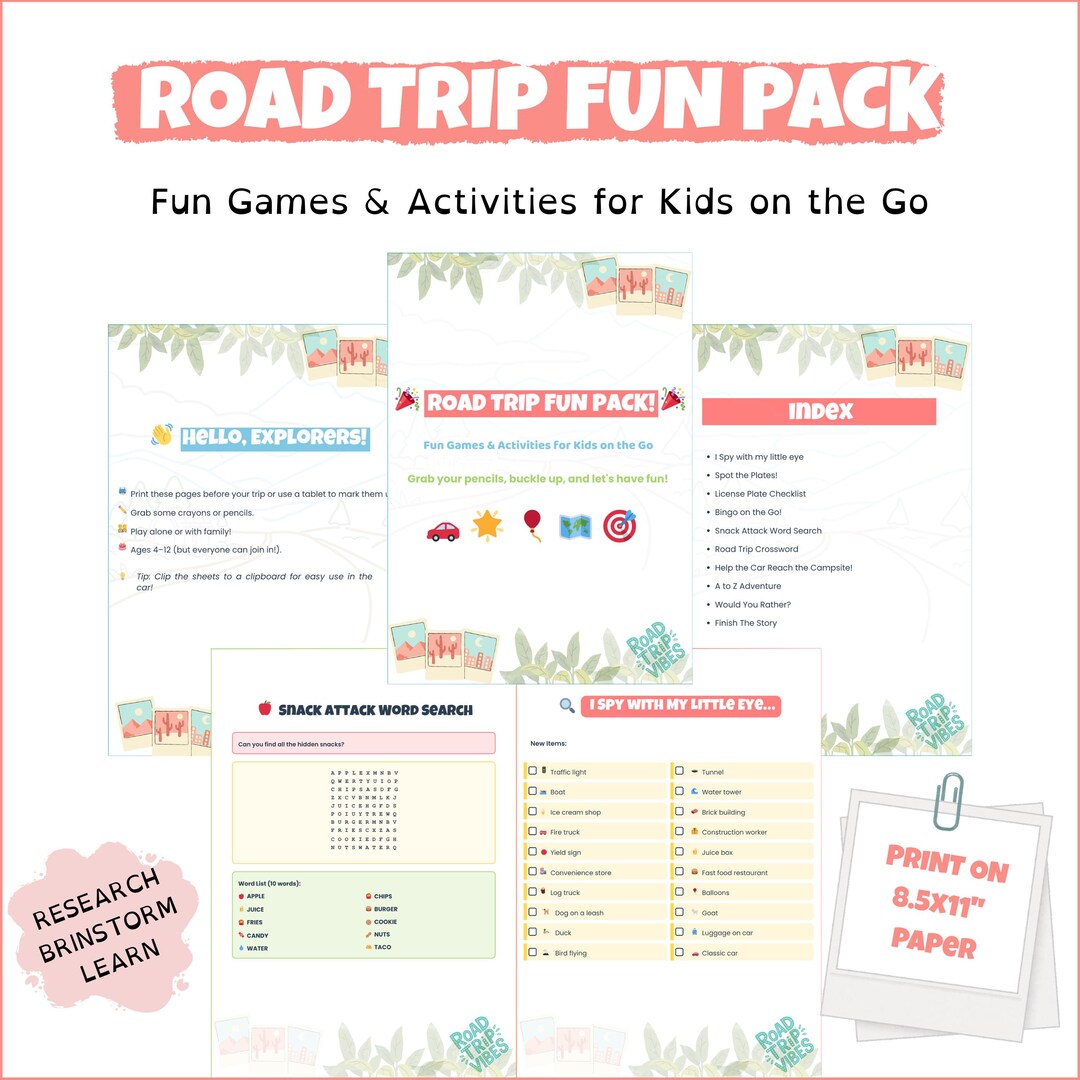 Road Trip Fun Pack! Games for Kids Ages 4-12 | Travel Activities, I Spy ...