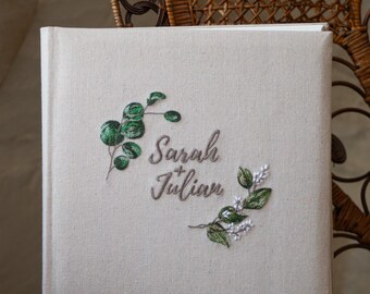 Custom Embroidered Wedding Flower Photo Album, Large Album