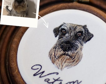 Custom Embroidered Pet Portrait, Thread Painting, Realistic Embroidery, Memorial