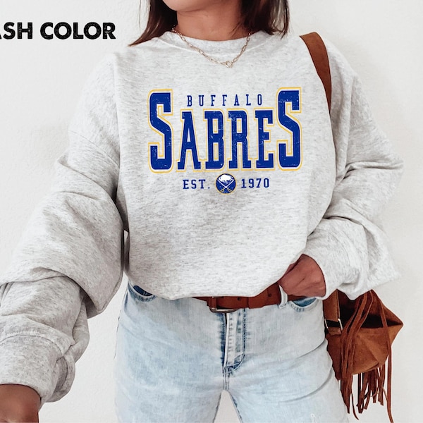 Vintage Buffalo Hockey Sweatshirt, Retro Sabre Graphic Crewneck, Unisex New York Sport Pullover.....|||