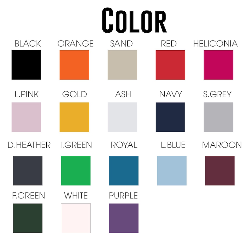 Pu&ograve; includere: Una tabella dei colori con la parola "COLOR" in alto. La tabella mostra una variet&agrave; di campioni di colore, tra cui nero, arancione, sabbia, rosso e rosa. Altri colori includono oro, cenere, blu navy e grigio.