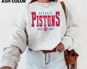 sweat-shirt vintage de basket-ball Detroit, col rond à moteur à pistons rétro, cadeau unisexe pull sport urbain.....|||